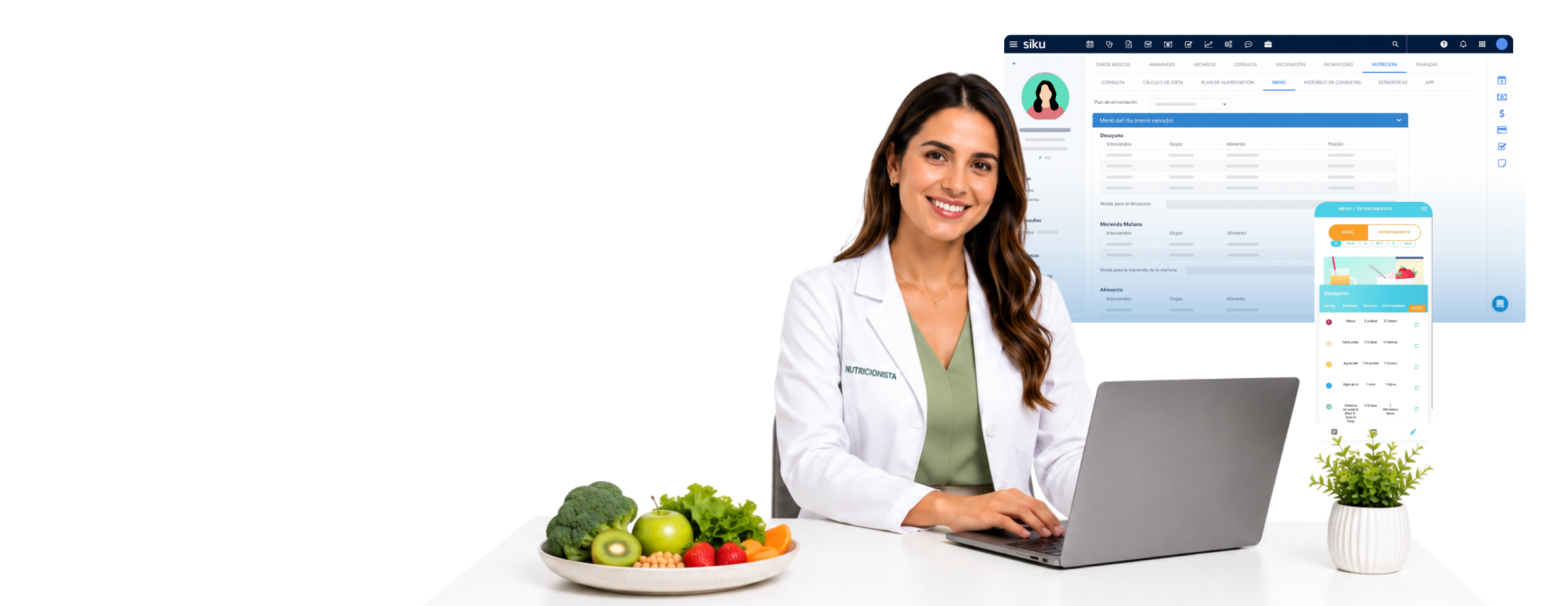 Mockup del módulo Nutrición